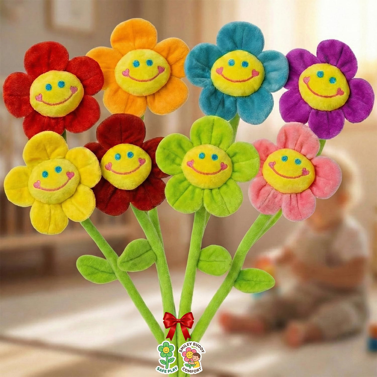 Tplay Flower Plush for Toddlers — Bendable Encased Stem Bouquet Toy (Ages 2–5)