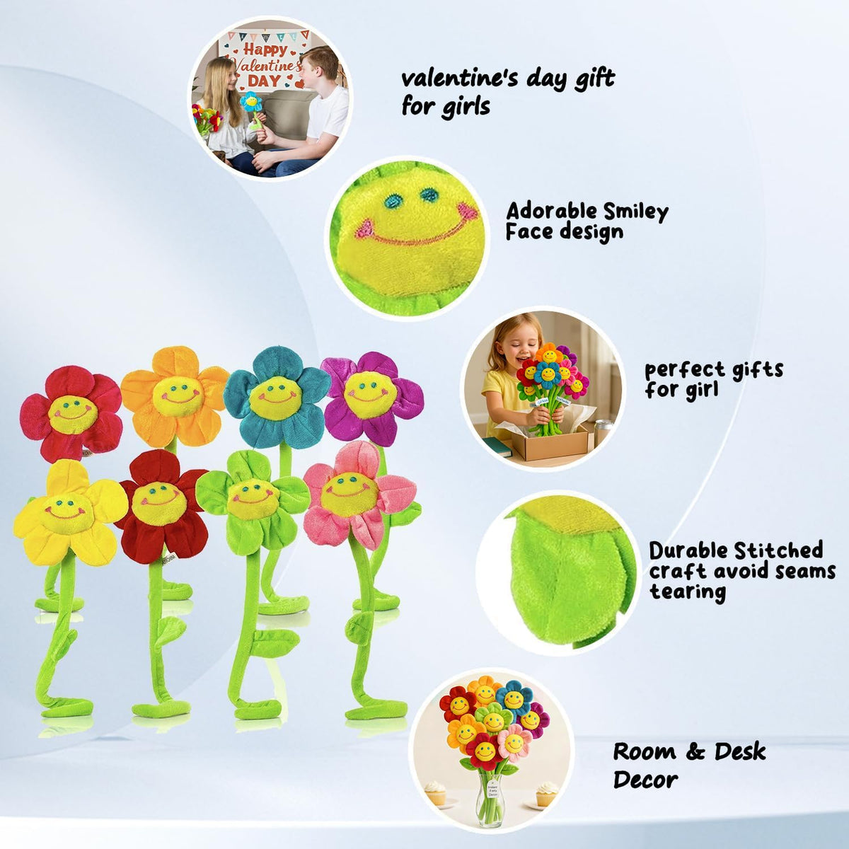 Tplay Flower Plush for Toddlers — Bendable Encased Stem Bouquet Toy (Ages 2–5)