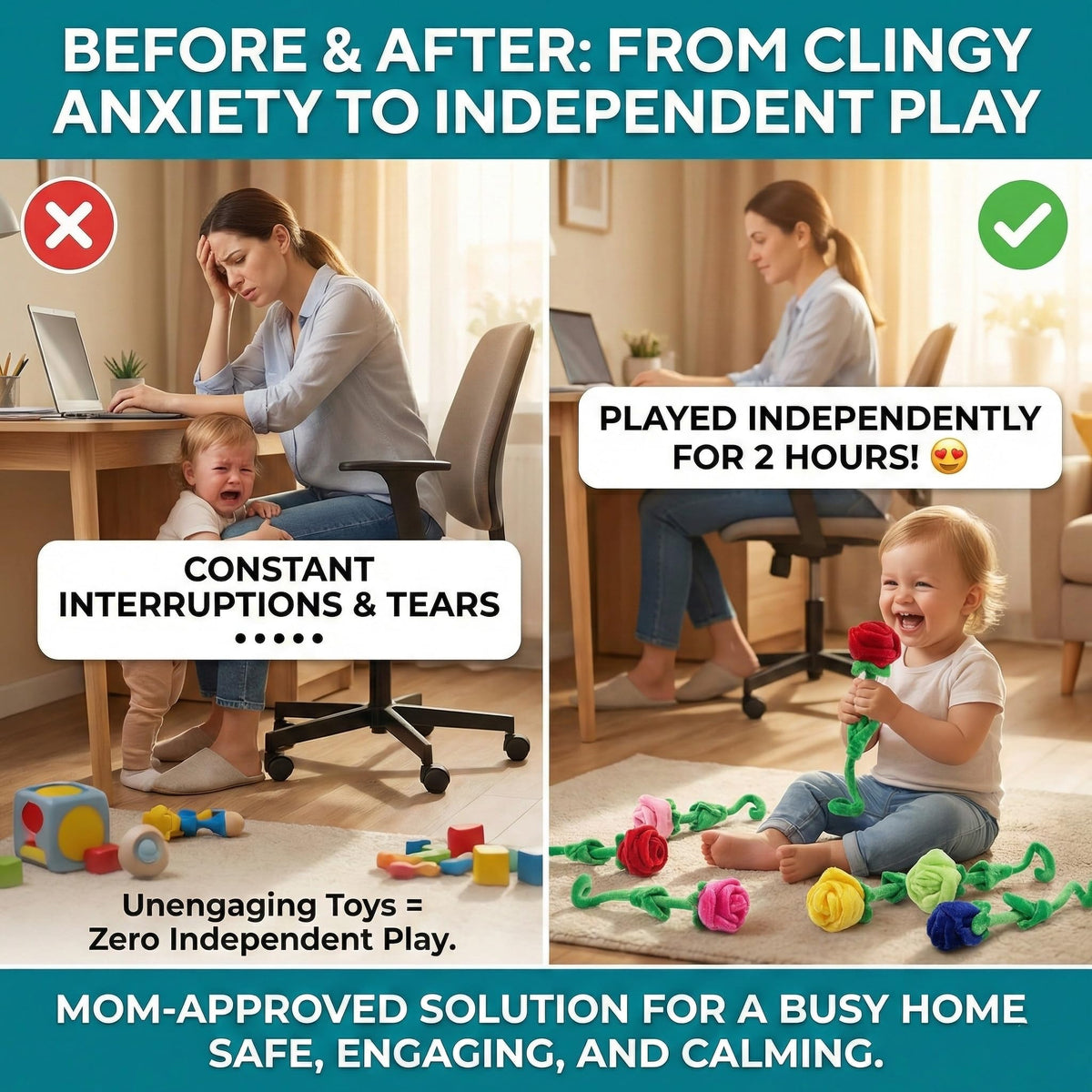 T play Rose Flower Plush for Toddlers – Bendable 0-Poke Encased Stems
