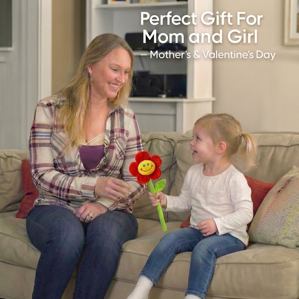 Tplay Flower Plush for Toddlers — Bendable Encased Stem Bouquet Toy (Ages 2–5)