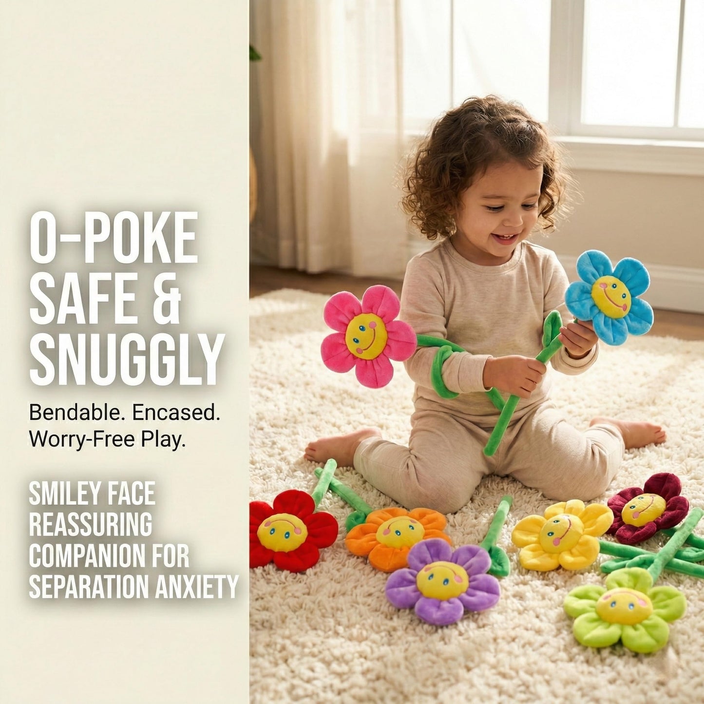 Tplay Flower Plush for Toddlers — Bendable Encased Stem Bouquet Toy (Ages 2–5)