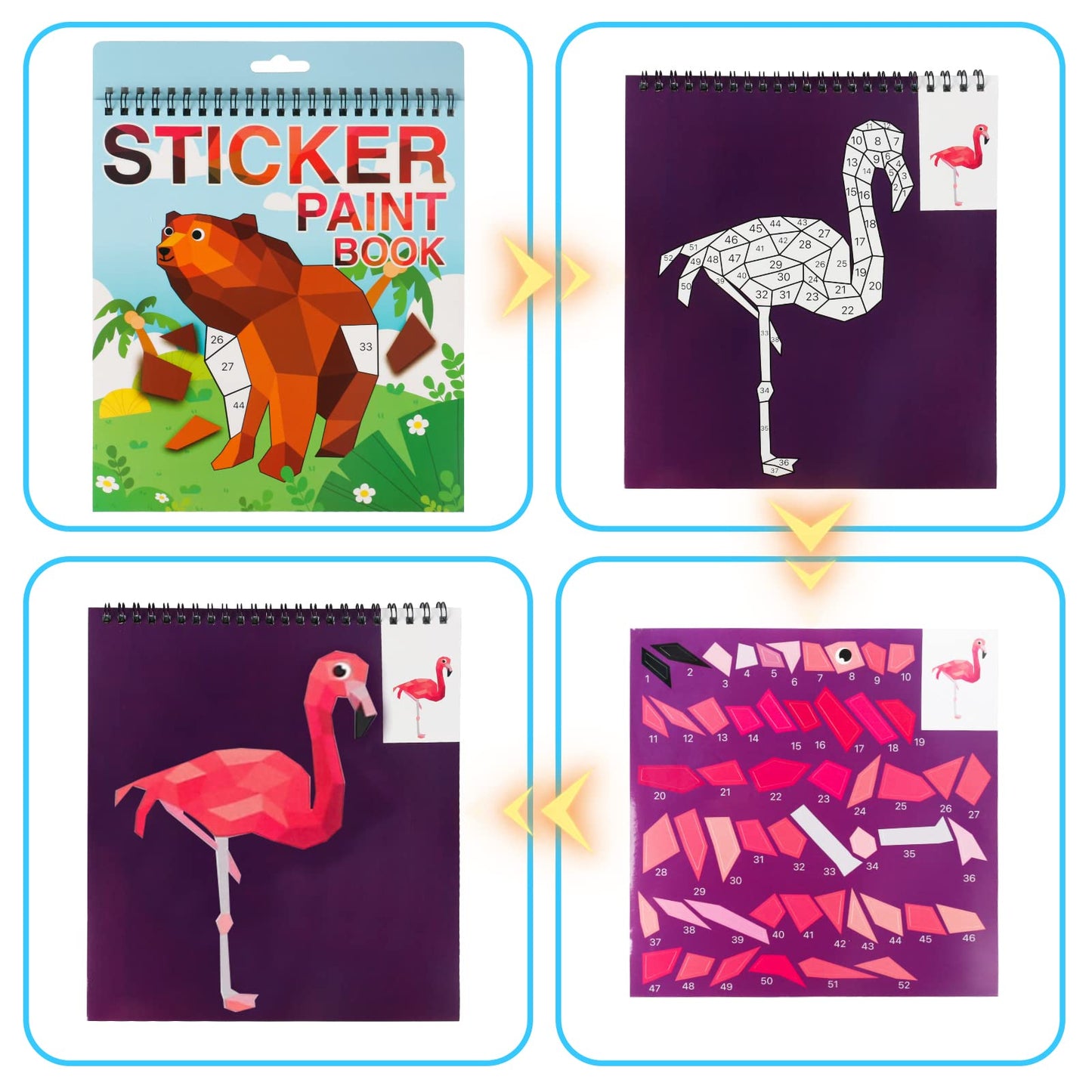 TPQKA 2-Pack Sticker Paint Books for Kids 4-8 & 8-10 – Ocean & Animal Theme