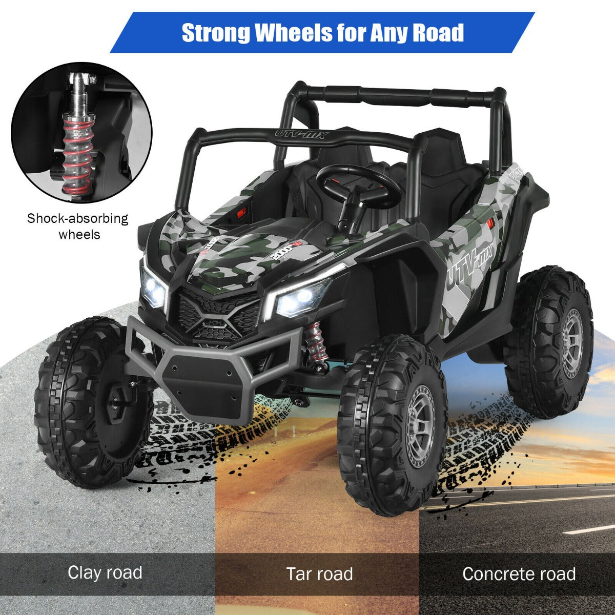 12V Electric Car With Music Remote Control and 2 Seats for Kids-Black