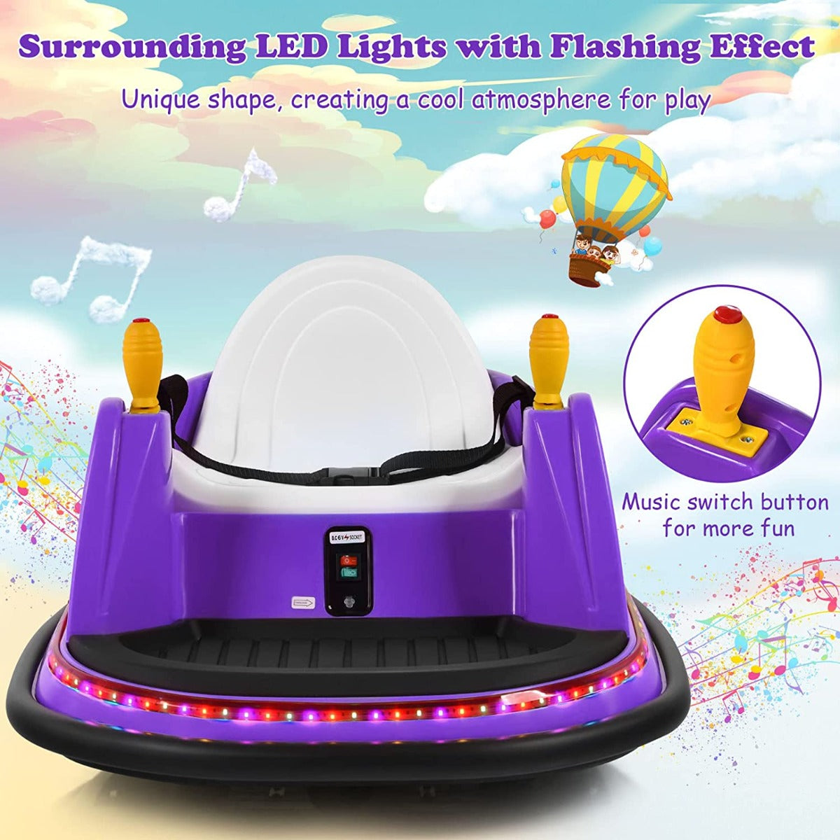 Kids Ride-On Bumper Car with Colorful Flashing Lights and Music-Green