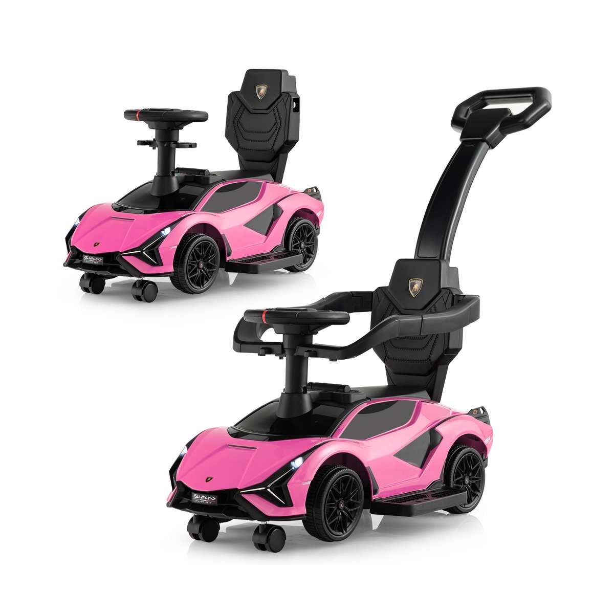 3-in-1 Ride On Push Car with Removable Guardrails and Handle-Black
