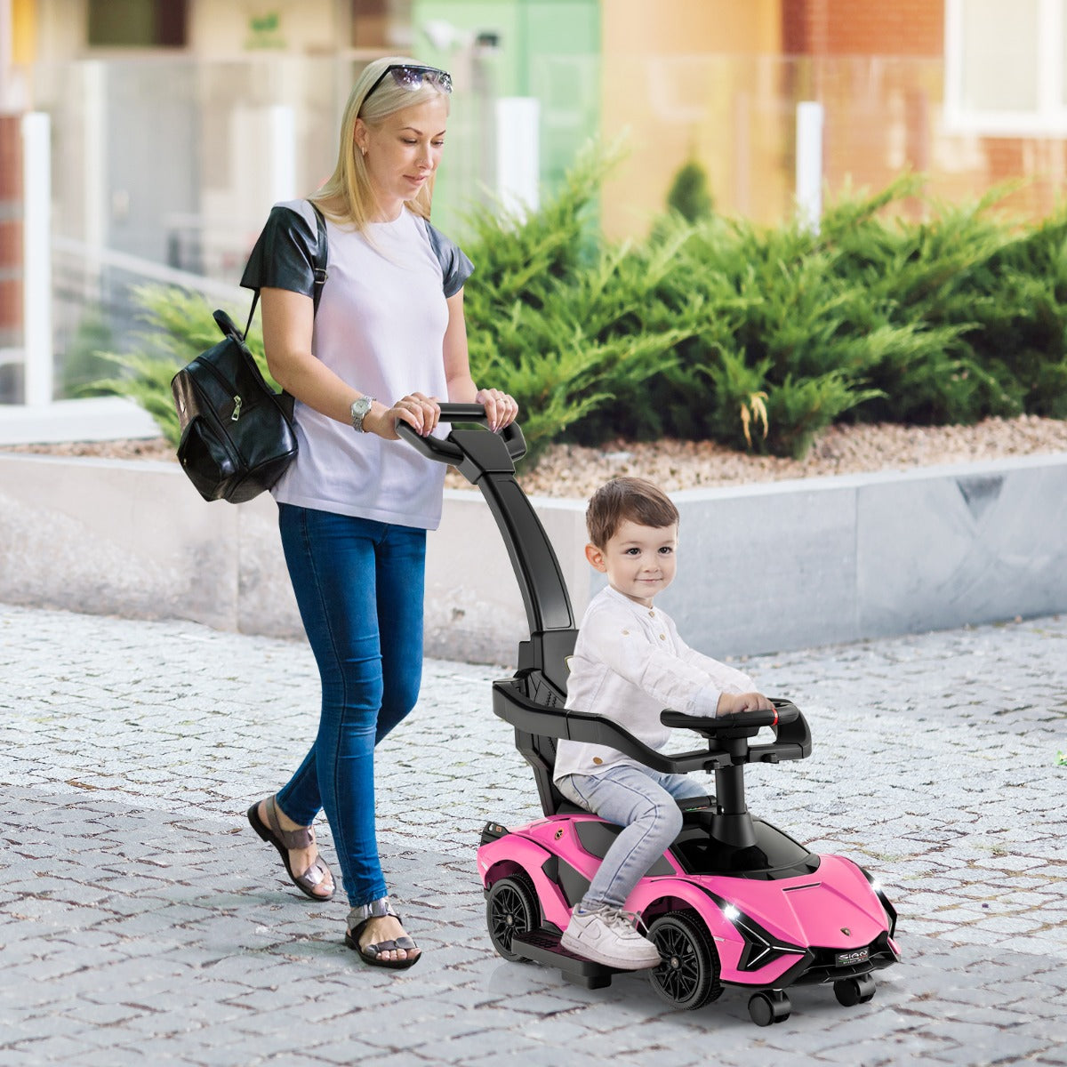 3-in-1 Ride On Push Car with Removable Guardrails and Handle-Black