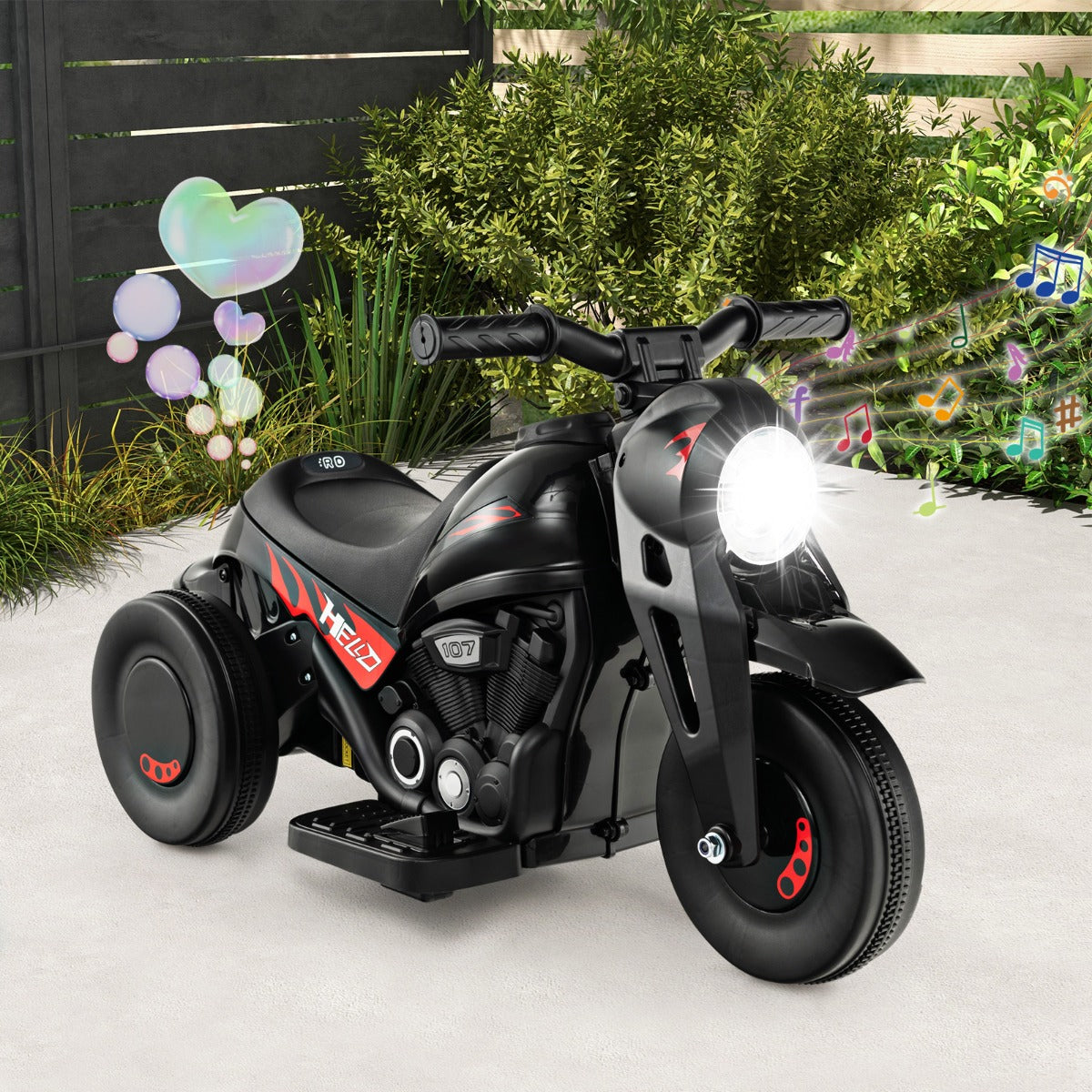 6V Electric Kid Ride on Motorcycle with Bubble Maker-Beige