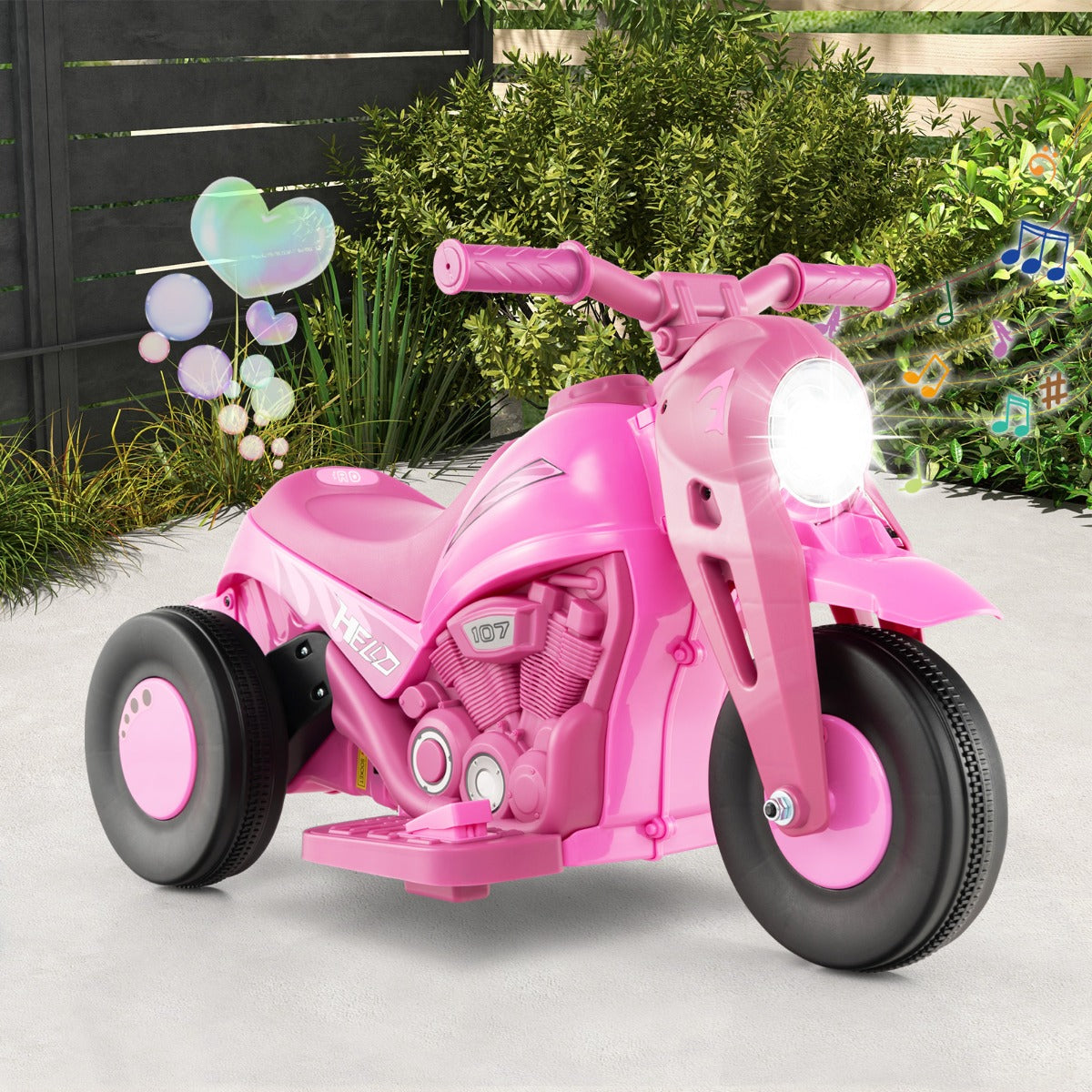 6V Electric Kid Ride on Motorcycle with Bubble Maker-Beige
