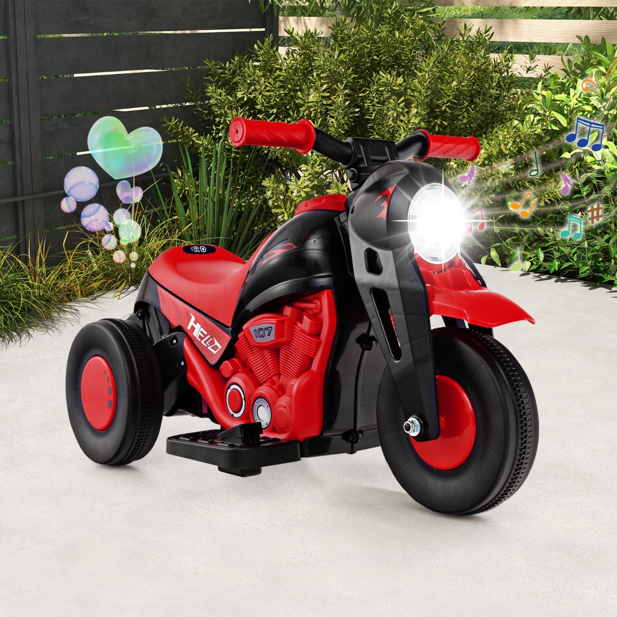 6V Electric Kid Ride on Motorcycle with Bubble Maker-Beige