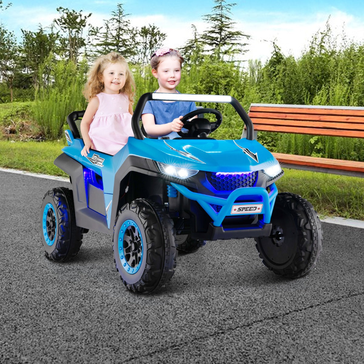 12V Electric Truck Car with Remote Controland Battery Powered UTV-Black