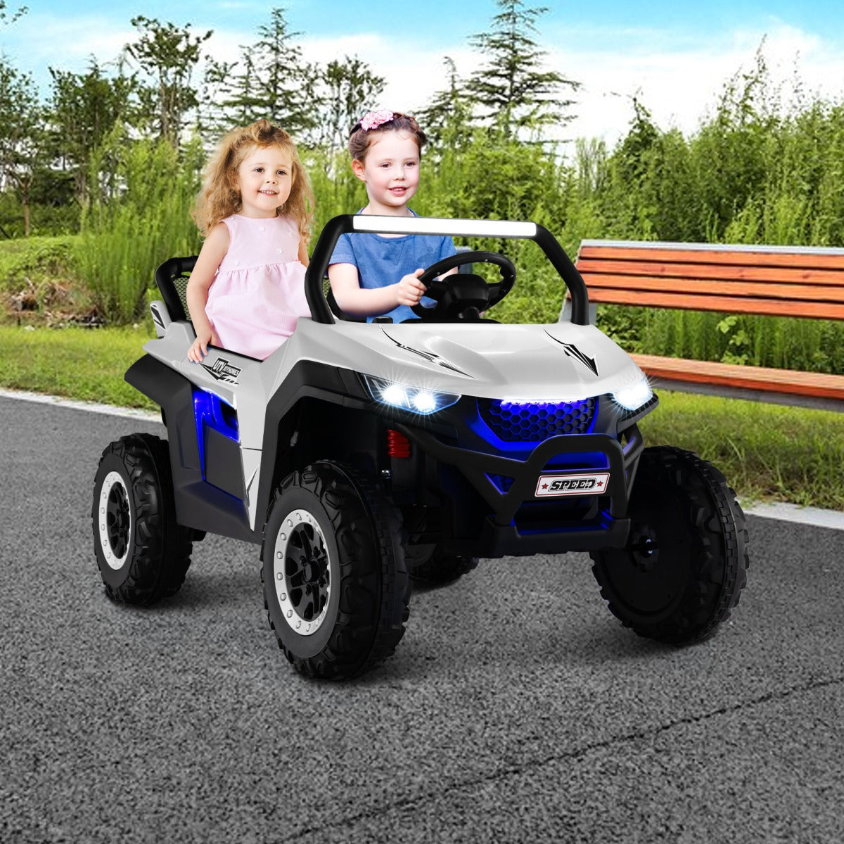 12V Electric Truck Car with Remote Controland Battery Powered UTV-Black