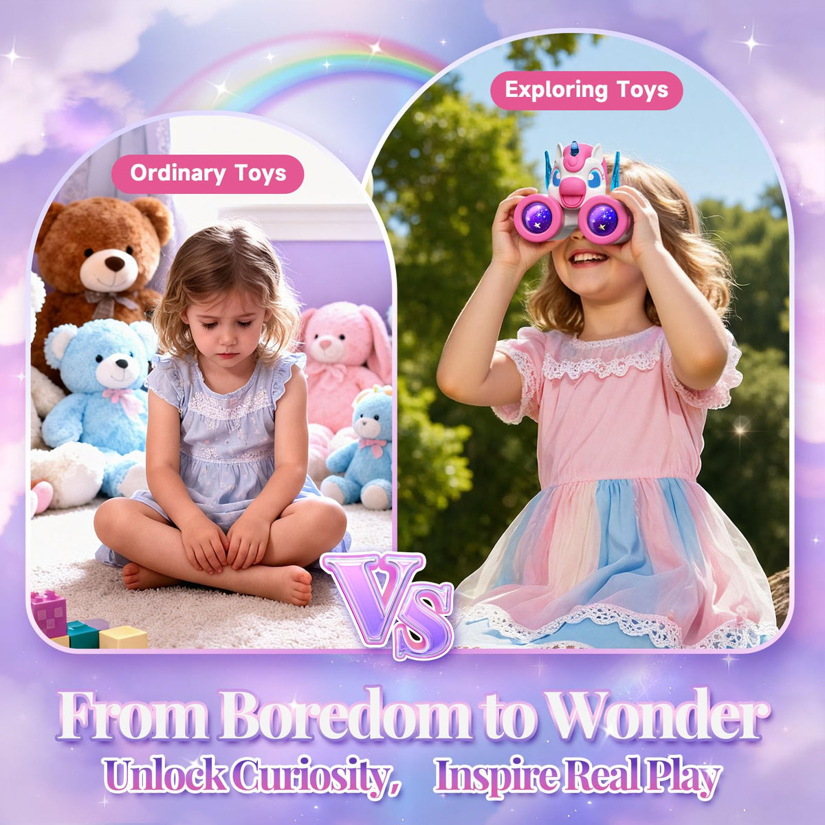 Tqeieu Unicorn Binoculars for Girls 3-12 – Magical Bird-Watching Toy