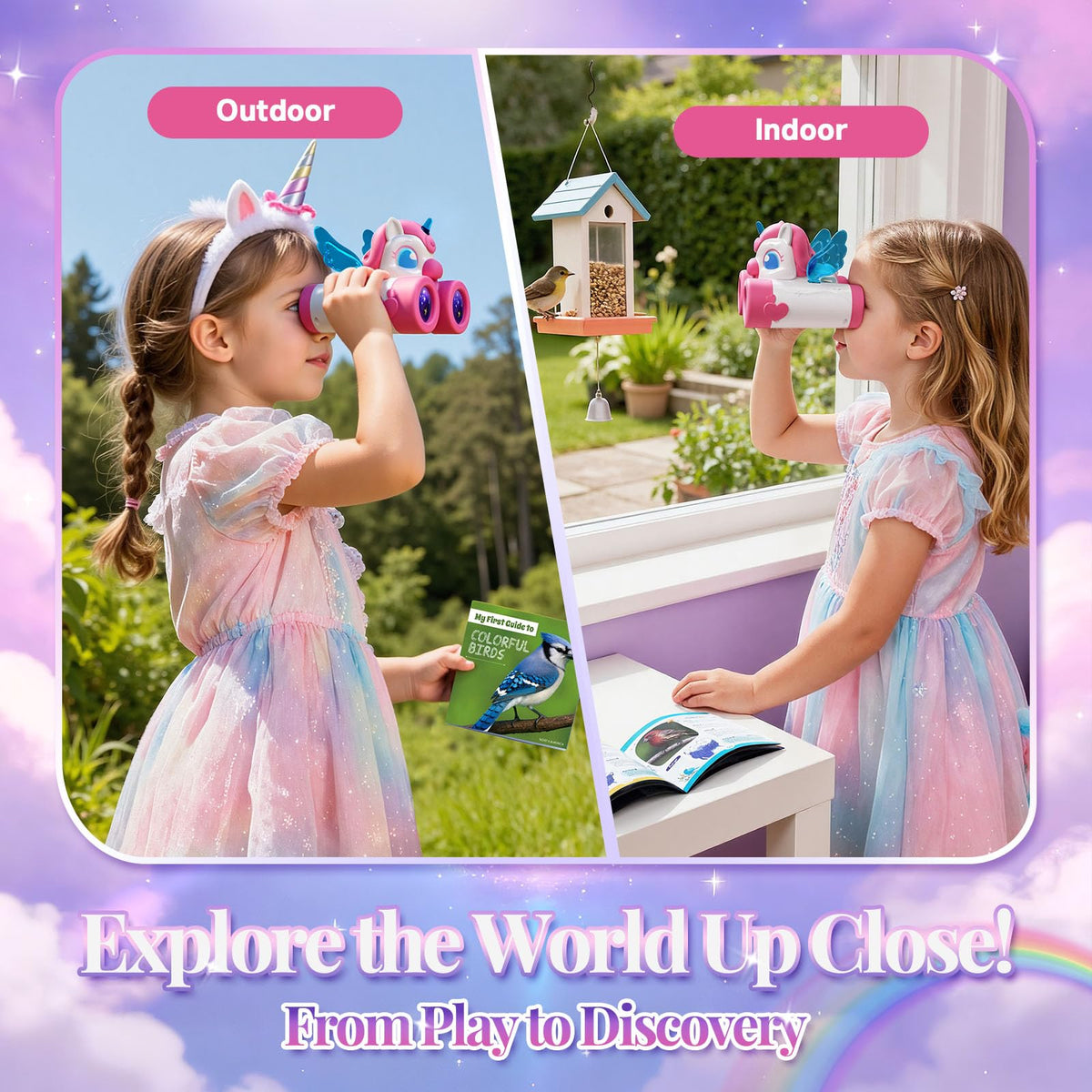 Tqeieu Unicorn Binoculars for Girls 3-12 – Magical Bird-Watching Toy