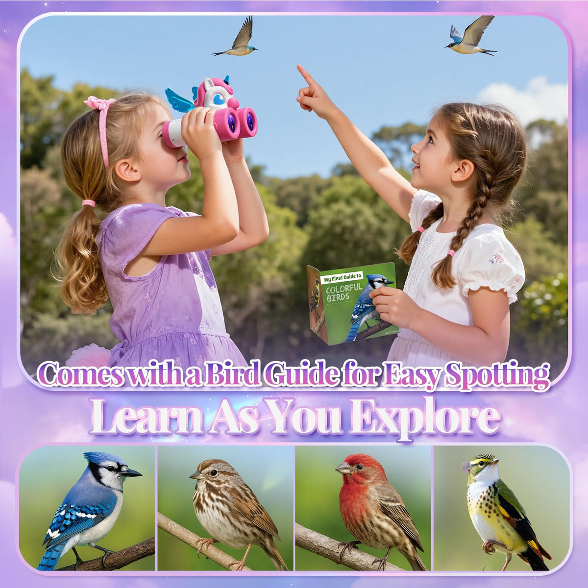 Tqeieu Unicorn Binoculars for Girls 3-12 – Magical Bird-Watching Toy