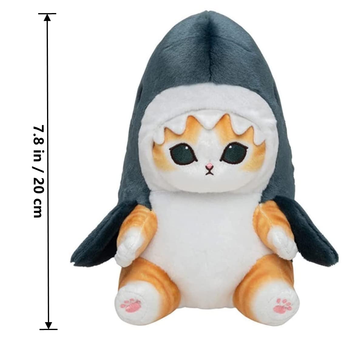 TQJOUJOU 8'' Cute Shark Cat Plush Toy — Kawaii Catshark Pillow