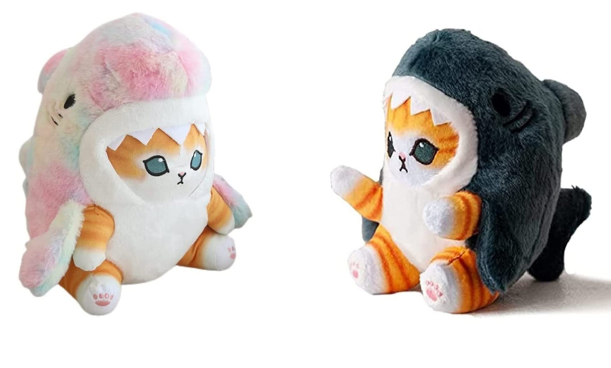 TQJOUJOU 8'' Cute Shark Cat Plush Toy — Kawaii Catshark Pillow