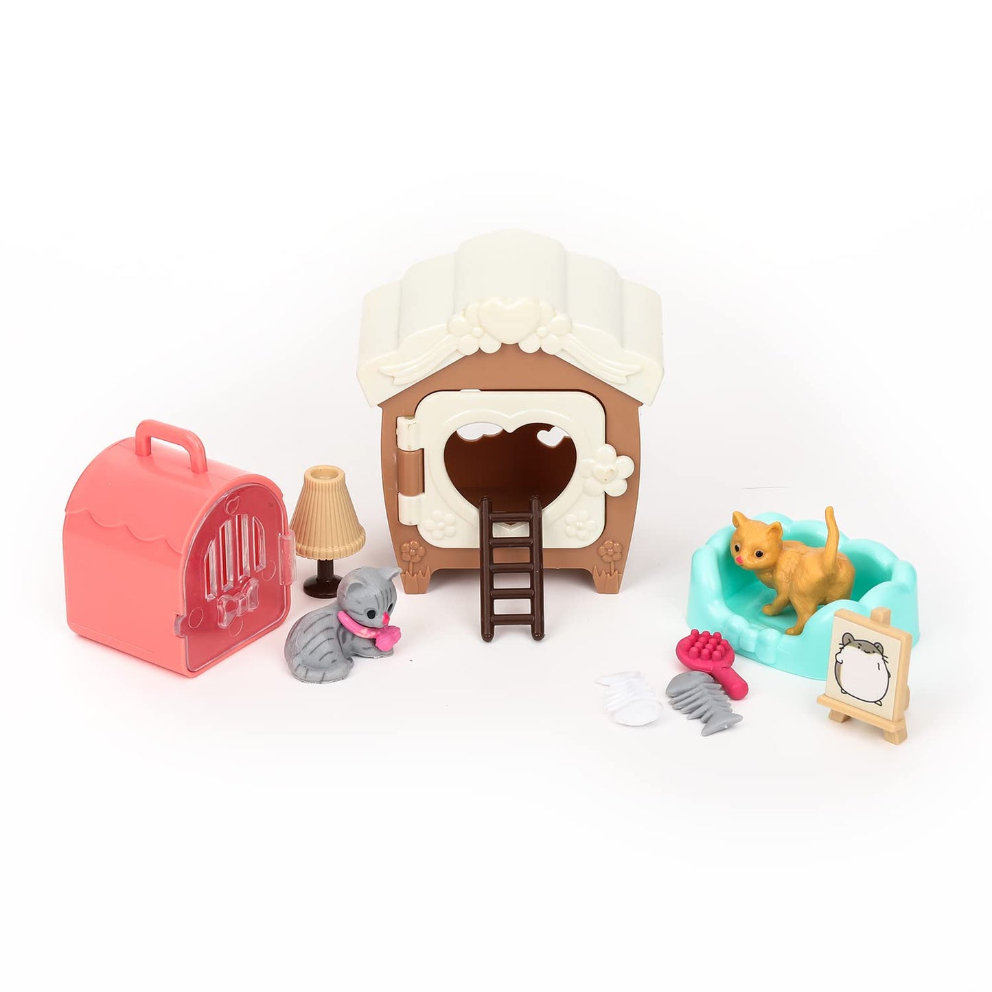 TQQFUN 43-Piece Cat Figurine Playset – Realistic Pet Care Center for Kids