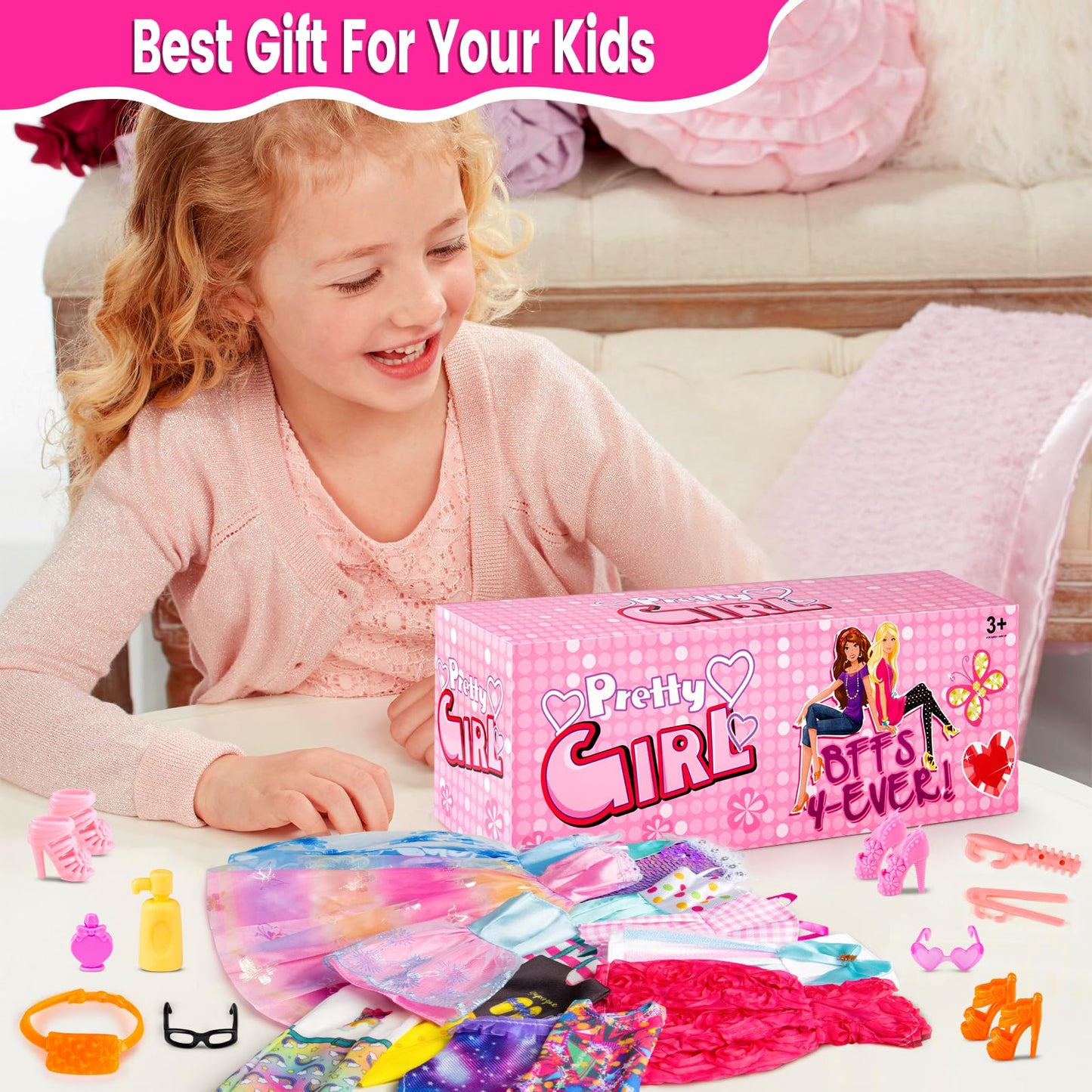 TQRAZ 110 Pcs Doll Clothes & Accessories Dress-Up Set for 11.5-Inch Dolls | Wedding, Casual, Swimwear, Hangers