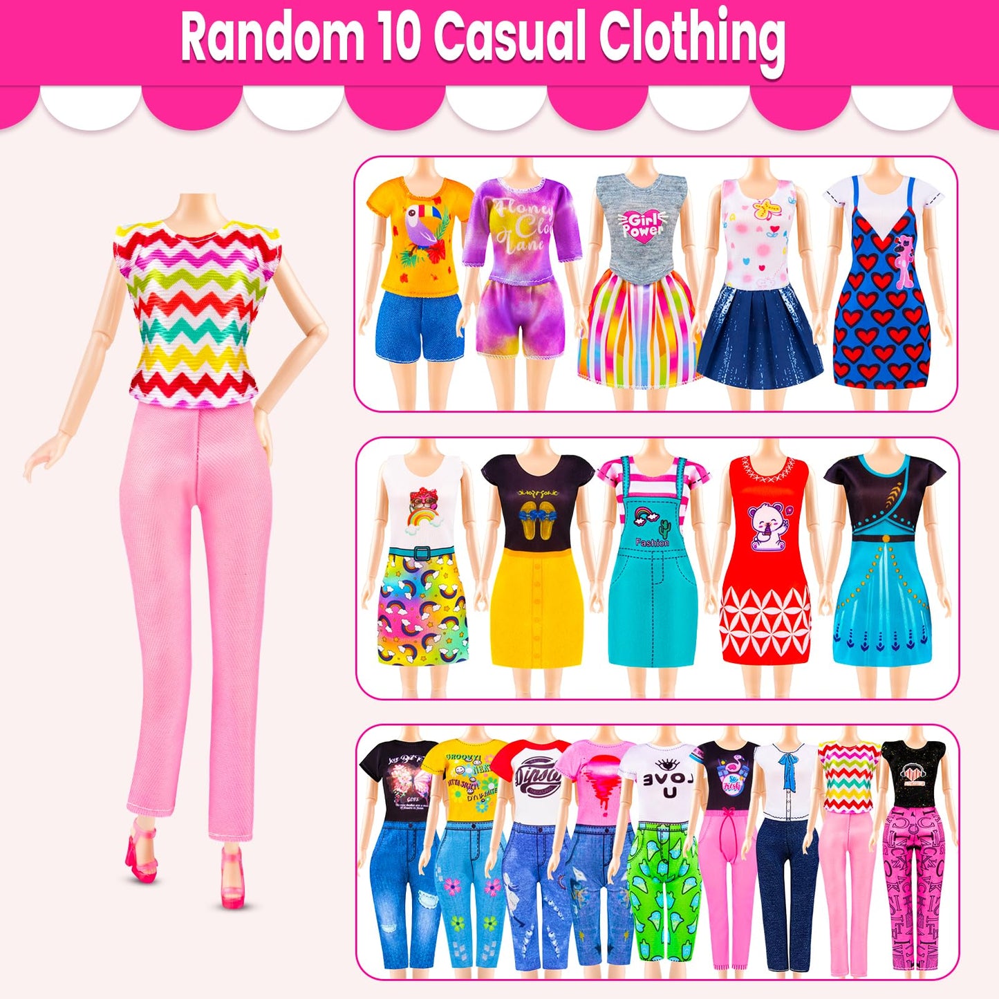 TQRAZ 110 Pcs Doll Clothes & Accessories Dress-Up Set for 11.5-Inch Dolls | Wedding, Casual, Swimwear, Hangers