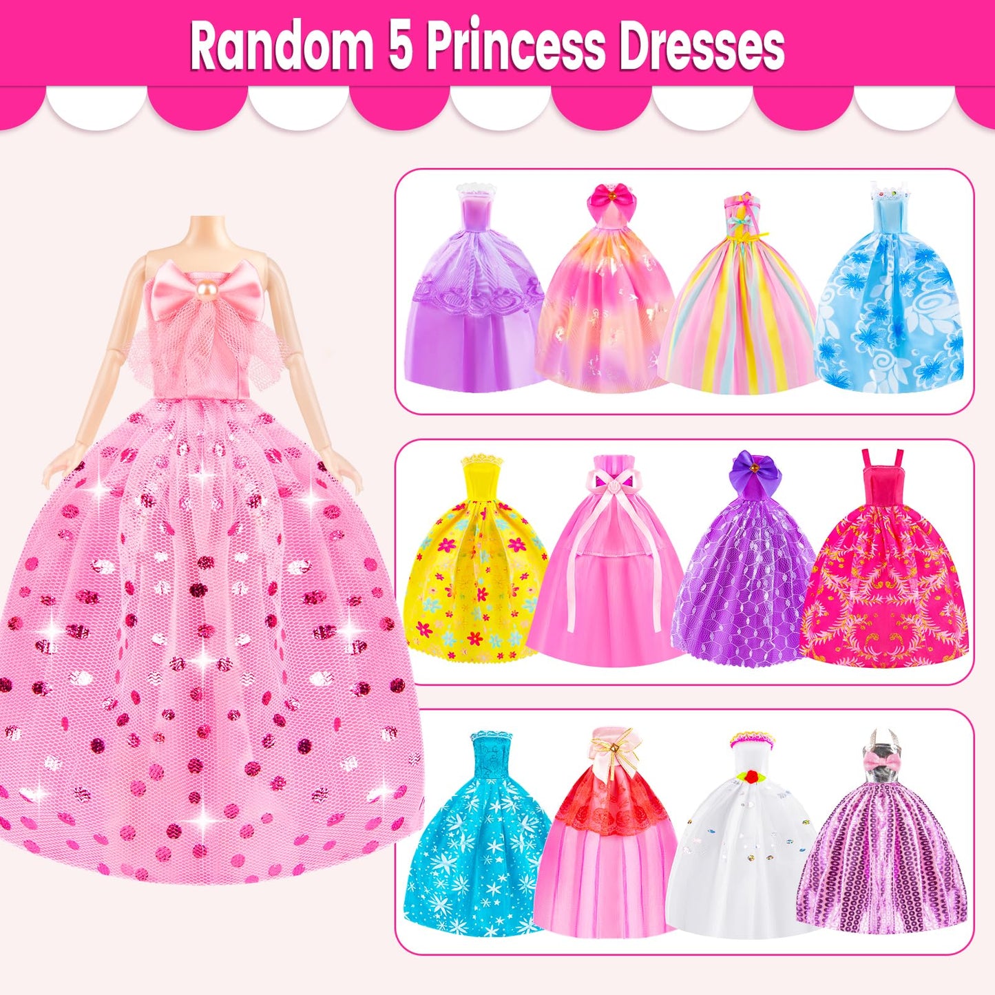 TQRAZ 110 Pcs Doll Clothes & Accessories Dress-Up Set for 11.5-Inch Dolls | Wedding, Casual, Swimwear, Hangers