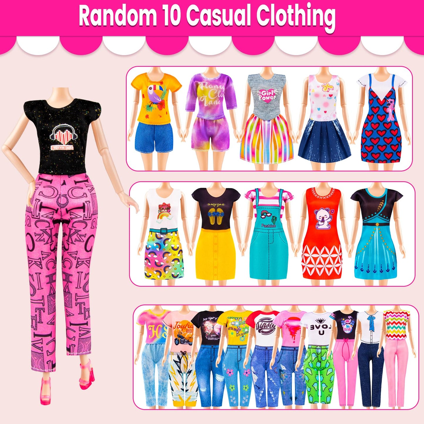 TQRAZ 137 Pcs Doll Closet Playset for 11.5-Inch Dolls – Princess & Fashion Dresses + Accessories