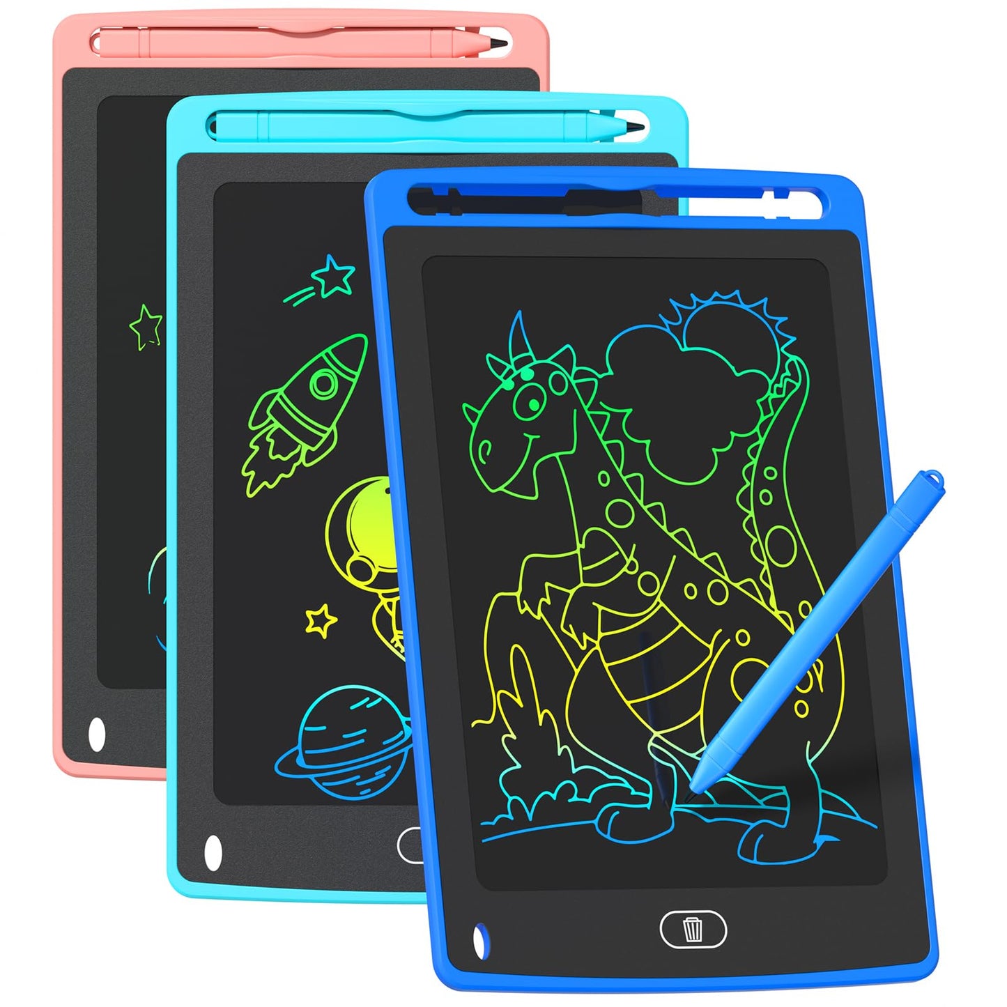 TQU 3 Pack LCD Writing Tablet for Kids – 8.5 Inch Colorful Doodle Board (3-Pack)