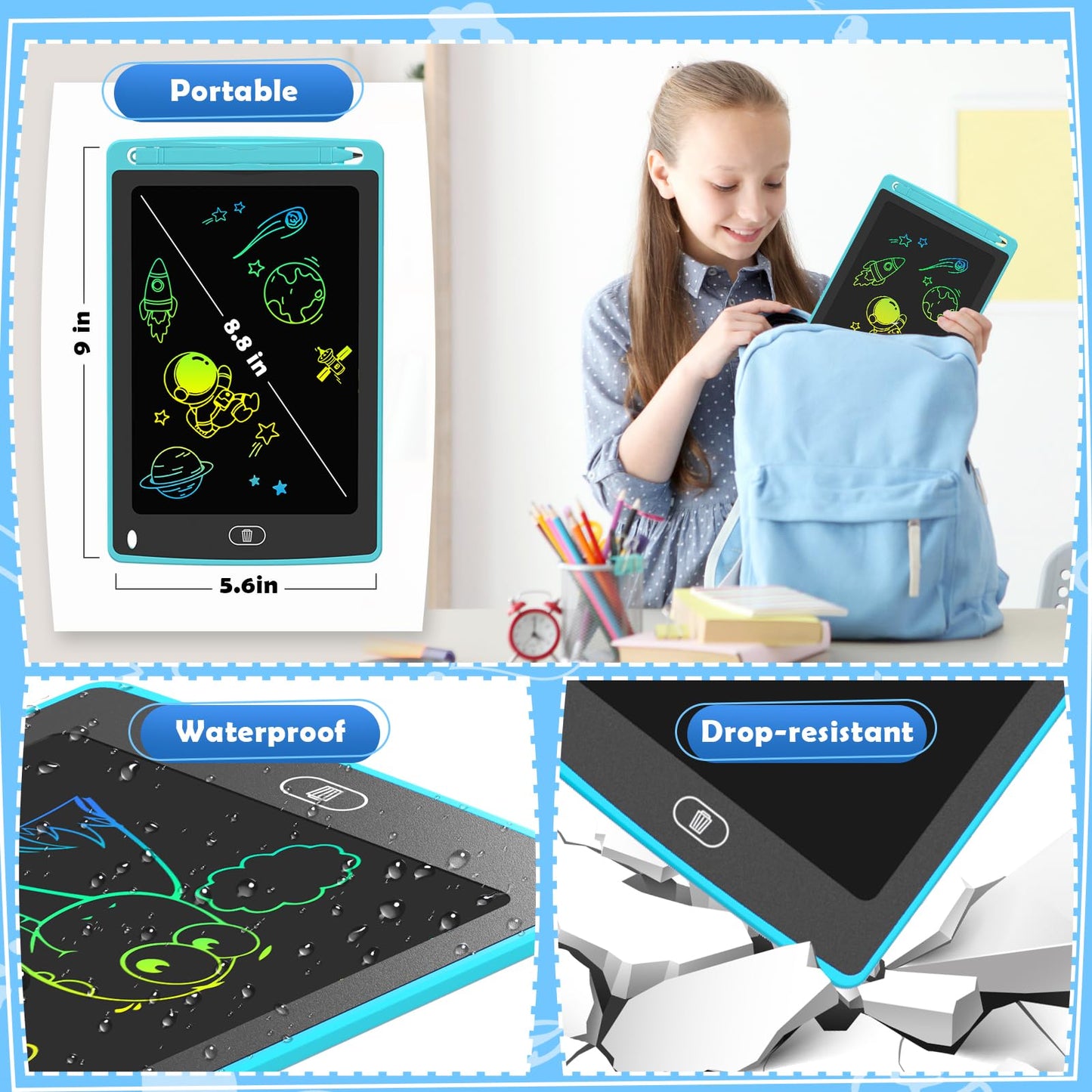 TQU 3 Pack LCD Writing Tablet for Kids – 8.5 Inch Colorful Doodle Board (3-Pack)