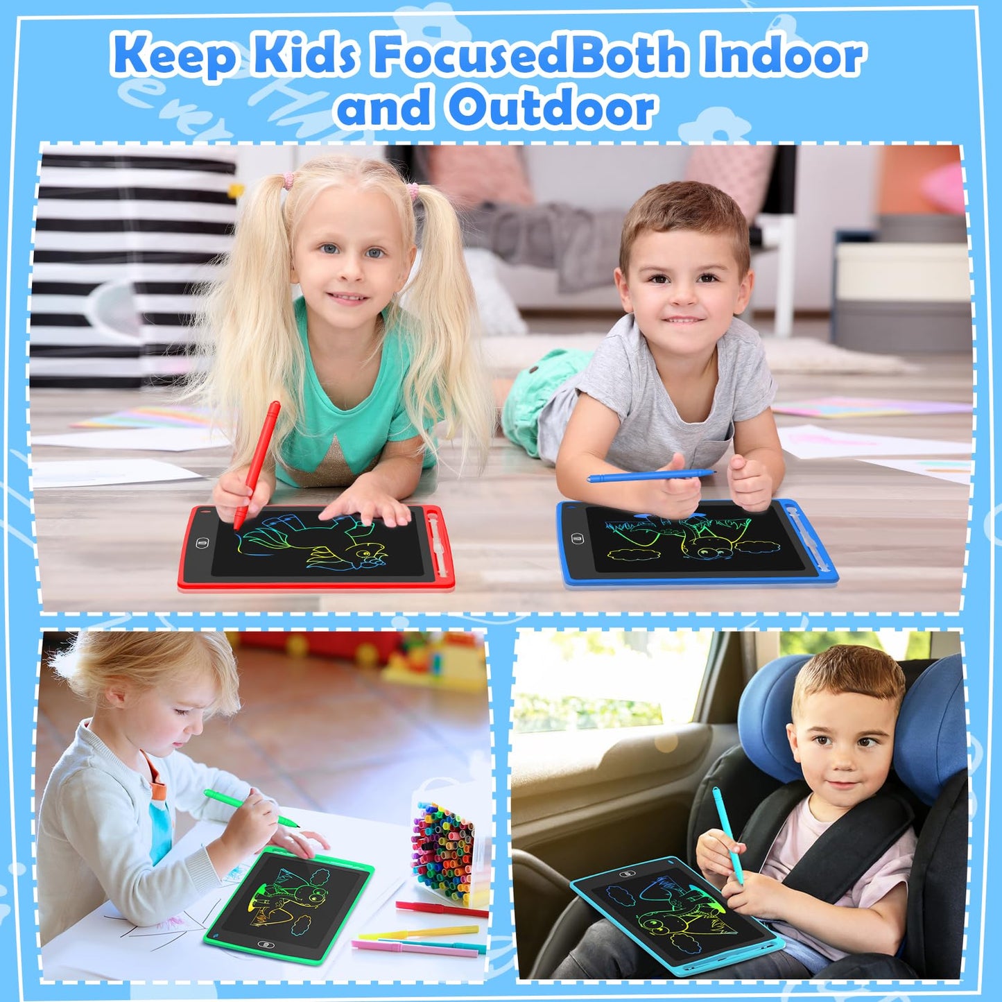TQU 4 Pack LCD Writing Tablet for Kids – 8.5-Inch Colorful Doodle Boards (4-Pack)
