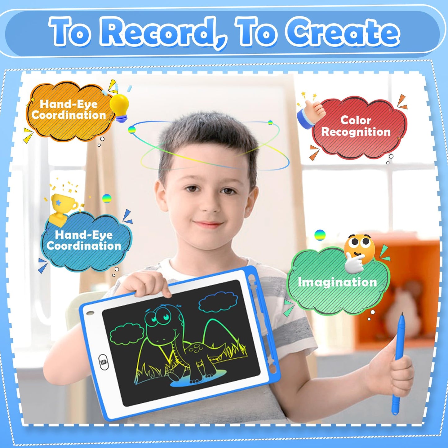 TQU LCD Writing Tablet for Kids – 8.5-Inch Colorful Doodle Board (18 Pack)