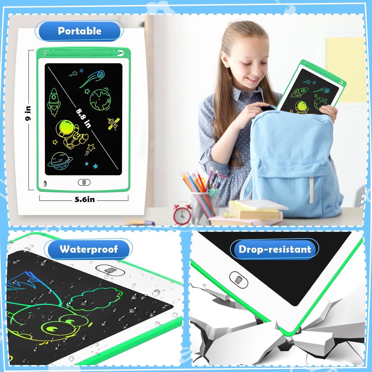 TQU LCD Writing Tablet for Kids – 8.5-Inch Colorful Doodle Board (18 Pack)