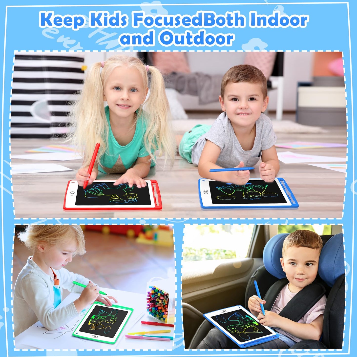 TQU LCD Writing Tablet for Kids – 8.5-Inch Colorful Doodle Board (18 Pack)