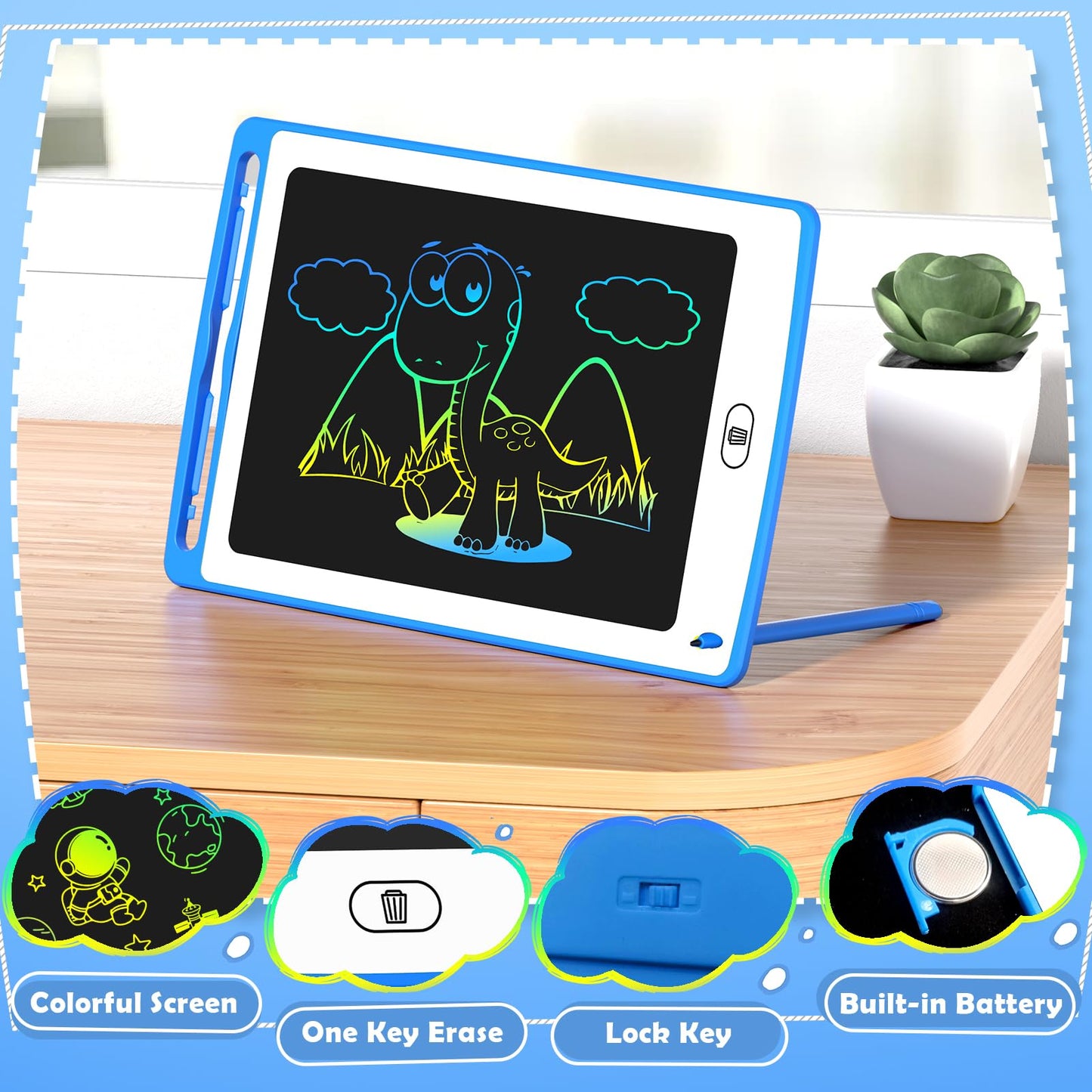 TQU LCD Writing Tablet for Kids – 8.5-Inch Colorful Doodle Board (18 Pack)