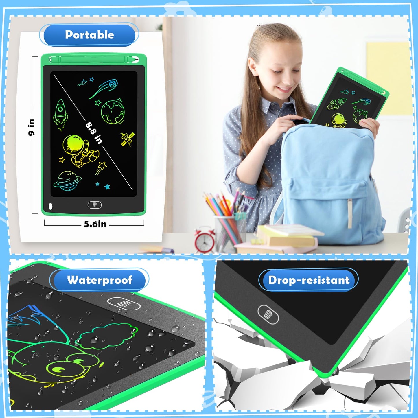 TQU 8 Pack LCD Writing Tablet for Kids – 8.5 Inch Colorful Doodle Board for Ages 3 4 5 6 7 8
