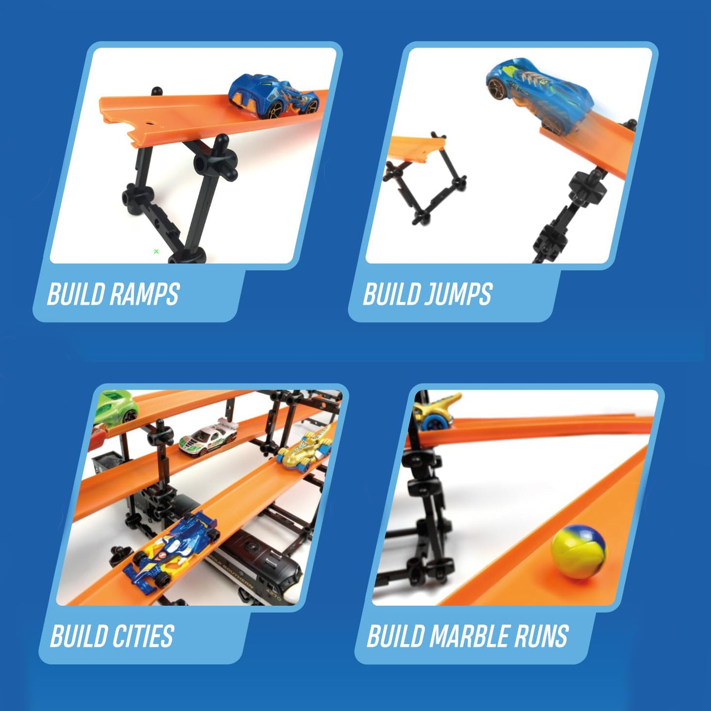 TrackJack: Ultimate Track Building System for Hot Wheels, Model Trains & Marble Runs