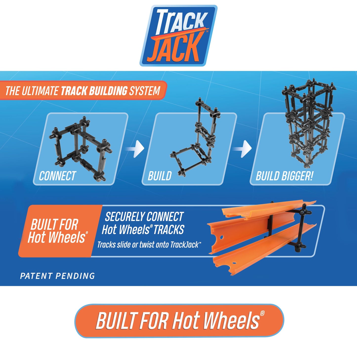 TrackJack: Ultimate Track Building System for Hot Wheels, Model Trains & Marble Runs