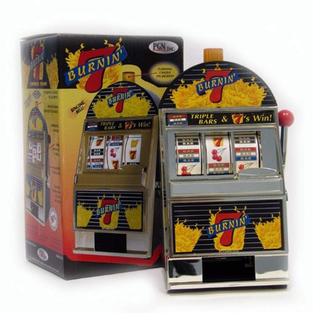 Trademark Poker Burning 7's Slot Machine Bank with Spinning Reels