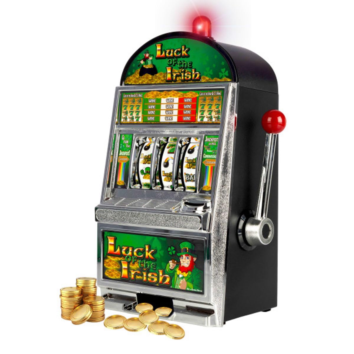 Trademark Poker Real Slot Machine Bank – Luck of the Irish with Jackpot Sounds & 98% World Coin Acceptance