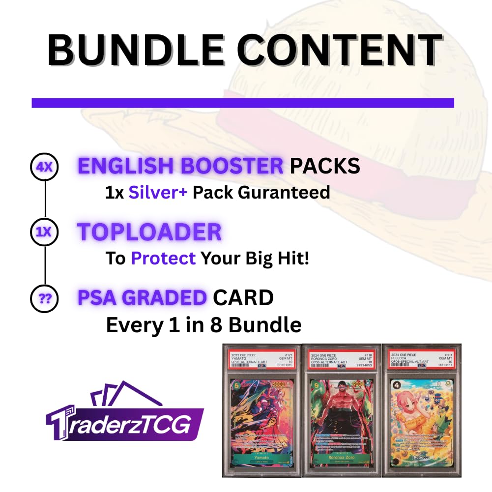 TraderzTCG One Piece TCG English Booster Pack Bundle – 4 Packs