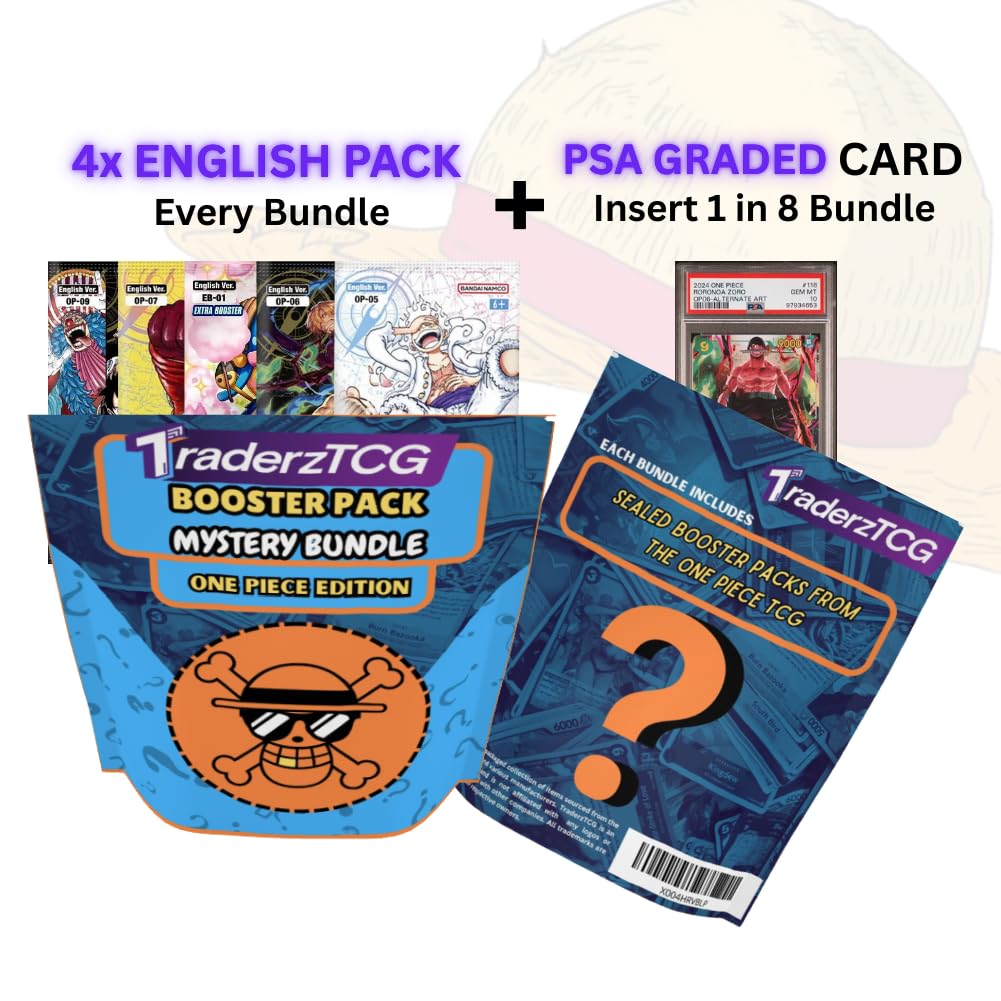 TraderzTCG One Piece TCG English Booster Pack Bundle – 4 Packs