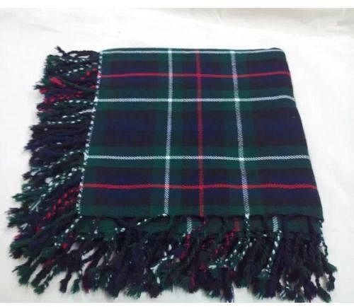 Traditional Scottish Highland Acrylic Wool Tartan Fly Plaids 48" with Brooch & Pin