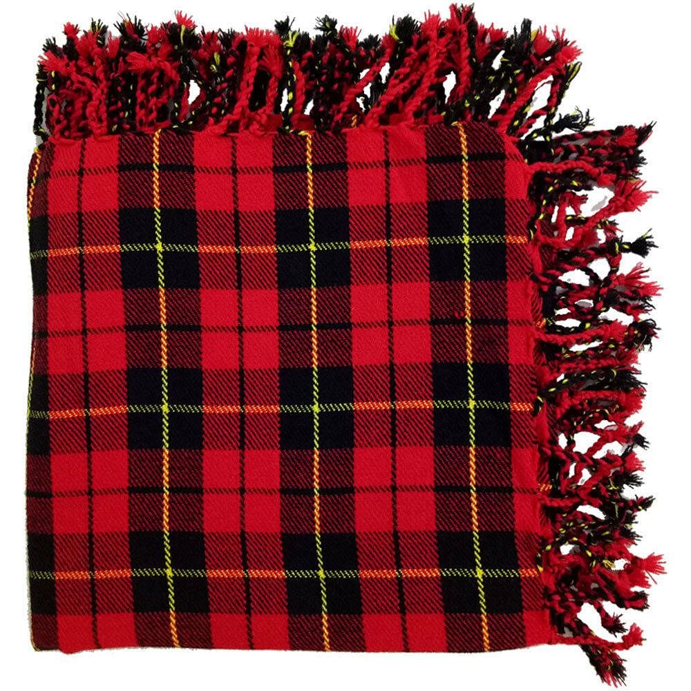 Traditional Scottish Highland Acrylic Wool Tartan Fly Plaids 48" with Brooch & Pin