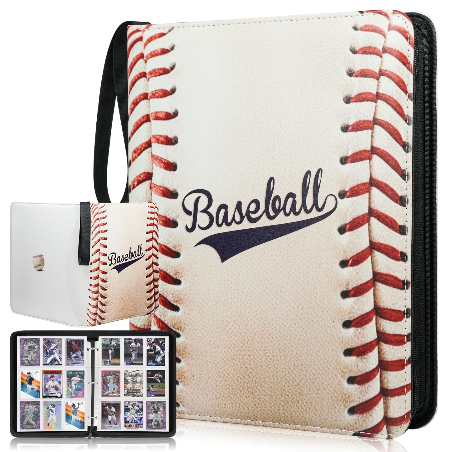 Traier 1080 Pockets Baseball Card Binder – 60 Removable Sleeves, 3-Ring, Top Loader