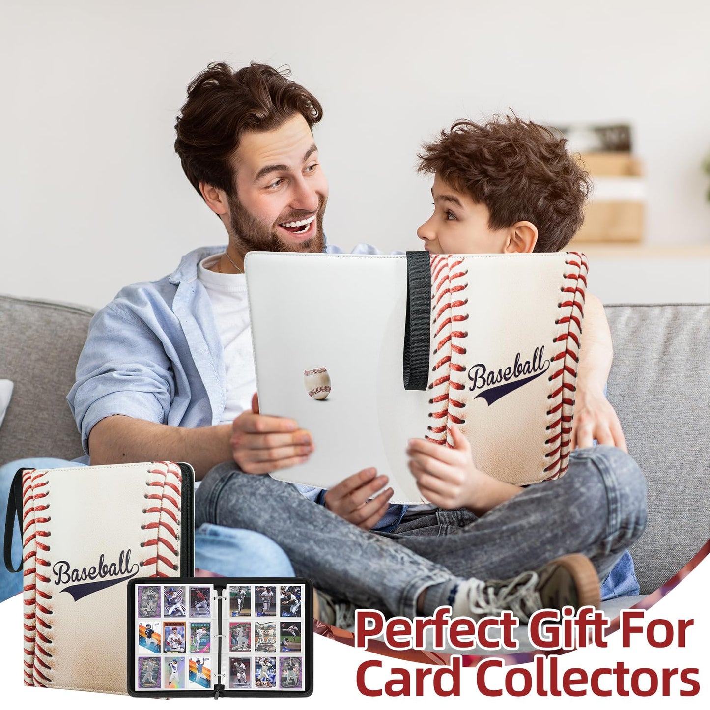 Traier 1080 Pockets Baseball Card Binder – 60 Removable Sleeves, 3-Ring, Top Loader