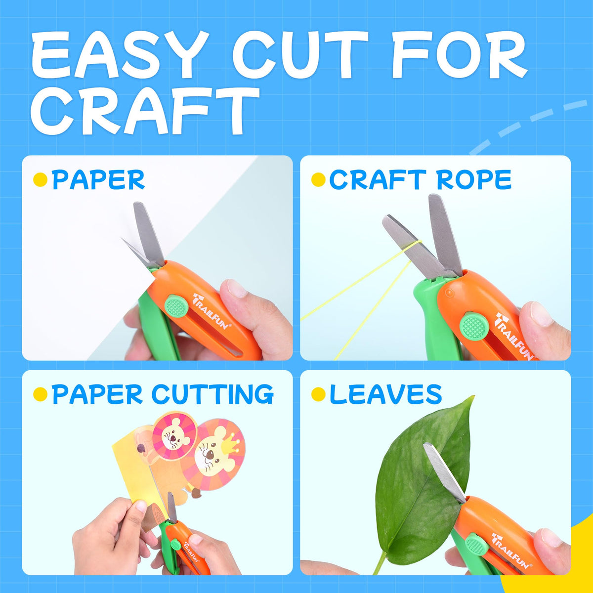 Trailfun Retractable Safety Scissors for Kids – 3 Pack