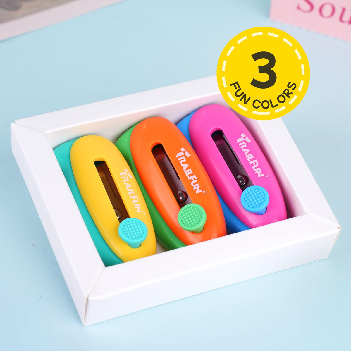 Trailfun Retractable Safety Scissors for Kids – 3 Pack