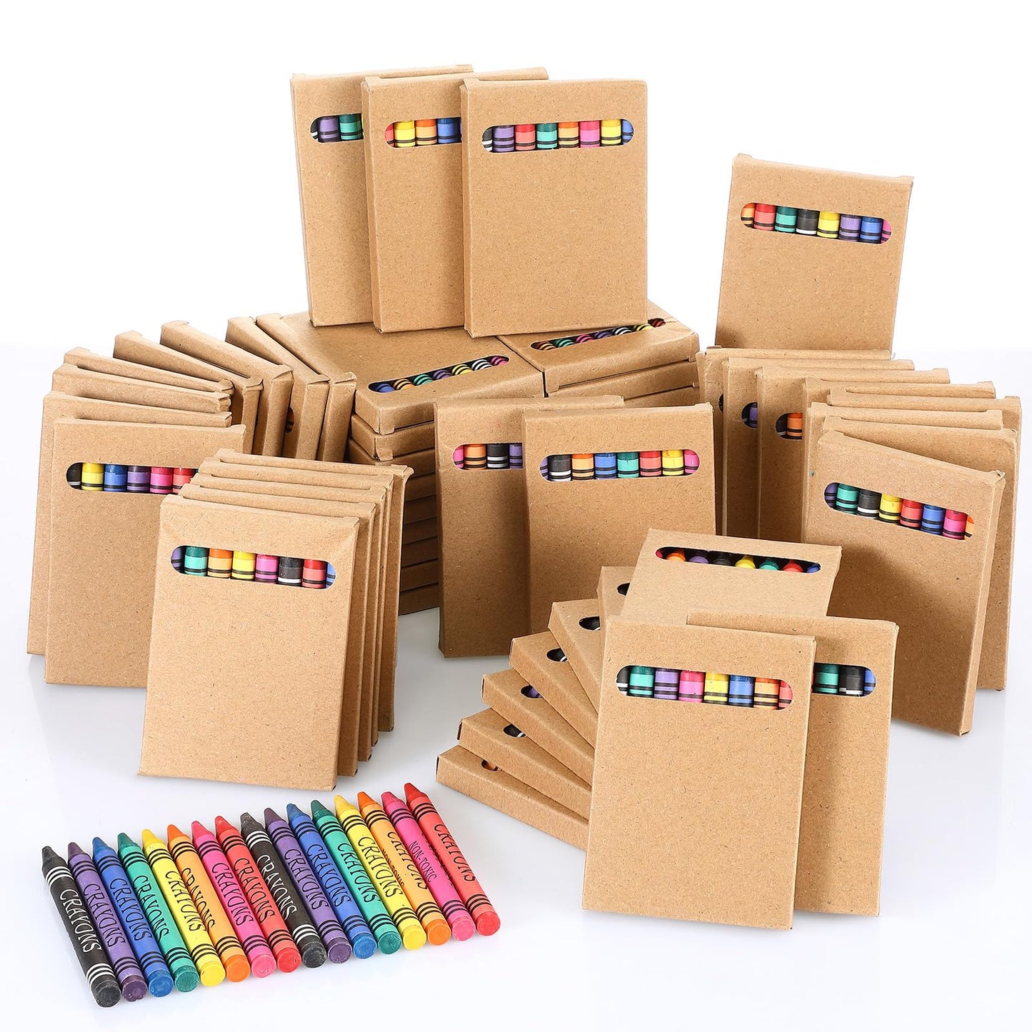 Trandraft 6 Packs Crayons Bulk – 8-Color Mini Wrapped Crayons for Classrooms & Parties