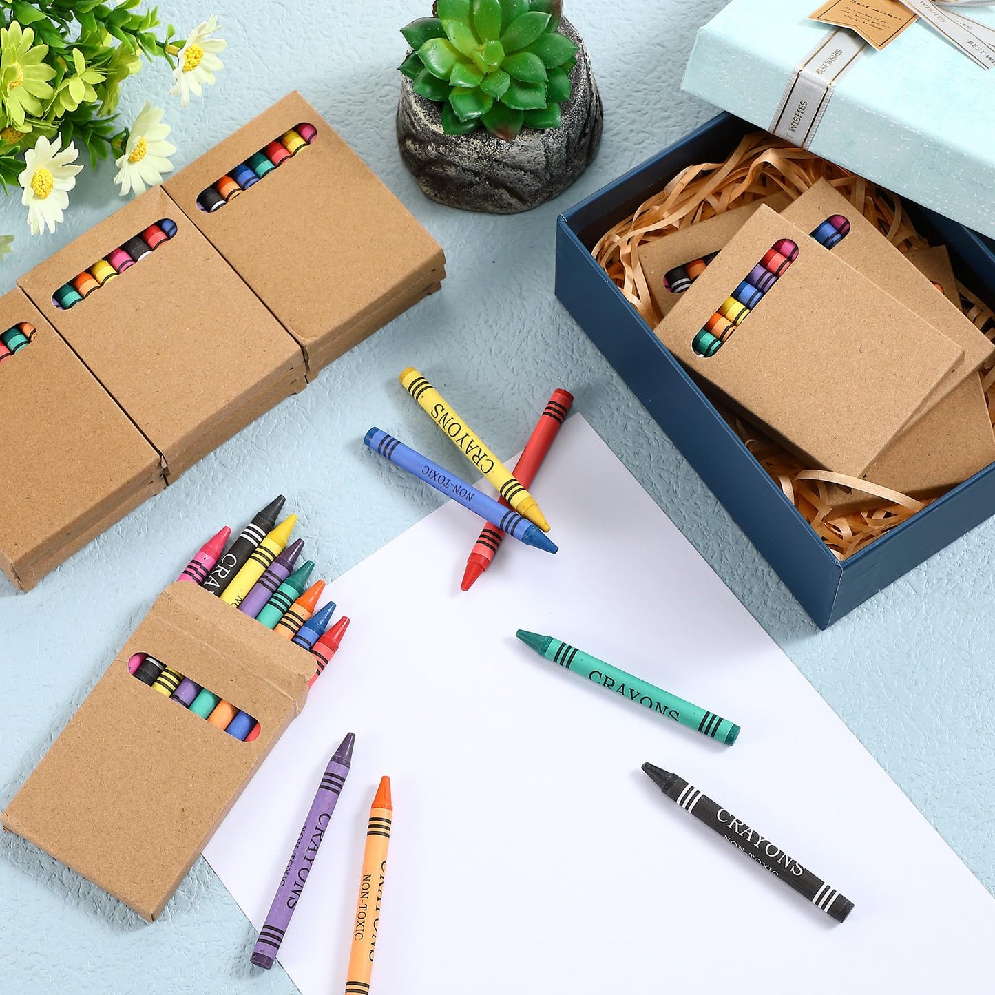 Trandraft 6 Packs Crayons Bulk – 8-Color Mini Wrapped Crayons for Classrooms & Parties