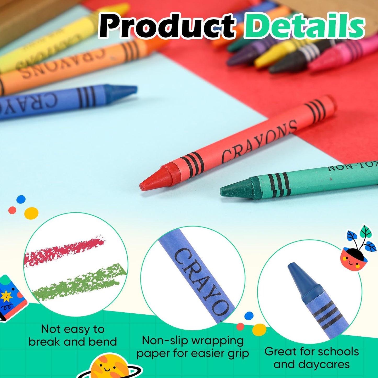 Trandraft 6 Packs Crayons Bulk – 8-Color Mini Wrapped Crayons for Classrooms & Parties