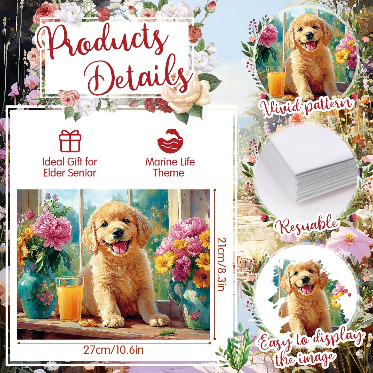 Trandraft 24 Pcs Dementia Water Doodle Coloring Set for Seniors – Reusable Painting Kit