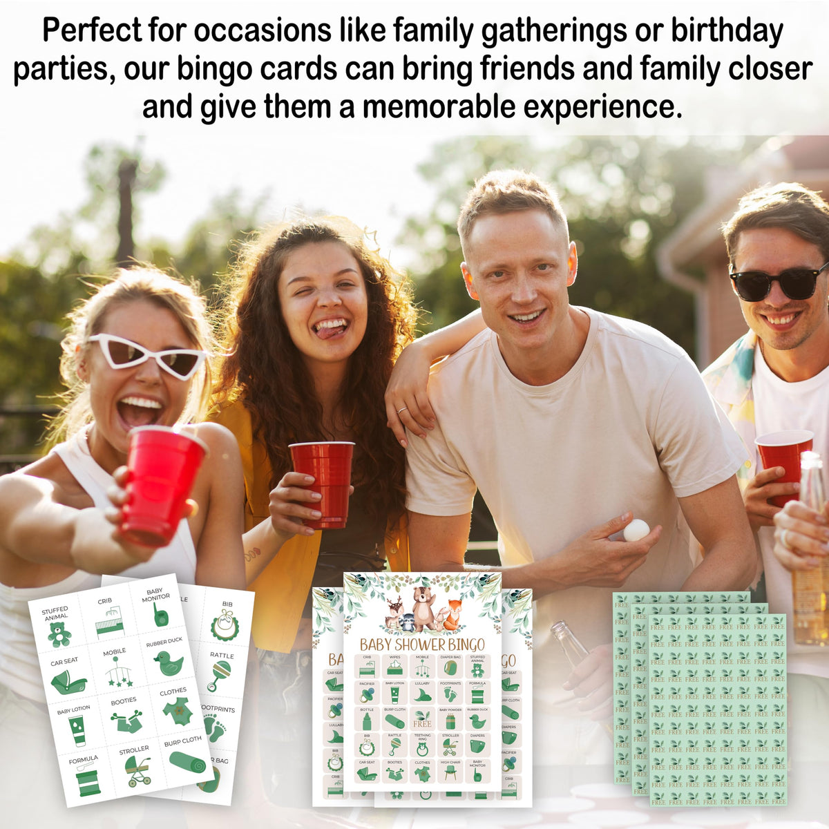 tranfvging Baby Shower Bingo Game for Adults — Large Group Cards